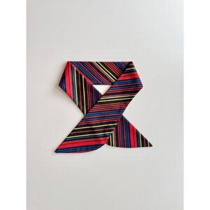 Vintage Red Black Blue Retro Striped Dacron Polyester Neck Tie Neckerchief